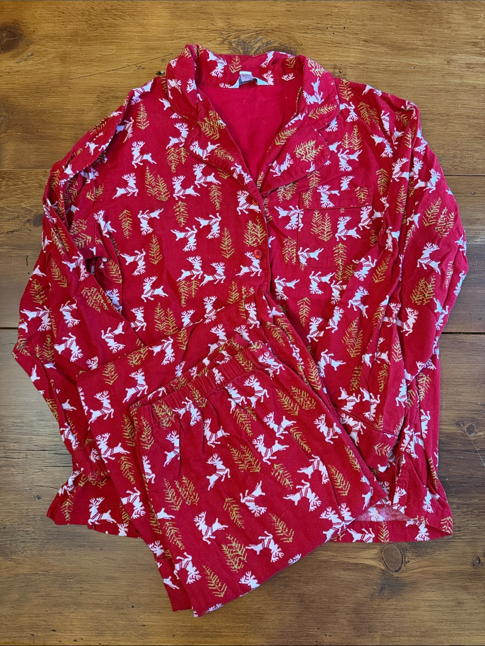 Charter Club Red Reindeer & Pine Print Pajama Set